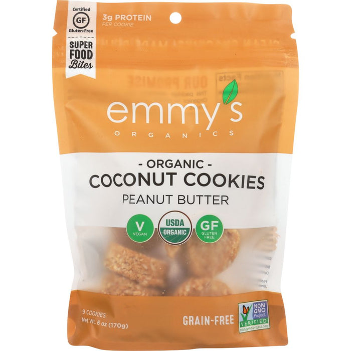 EMMYS ORGANICS: Coconut Cookies Peanut Butter, 6 oz