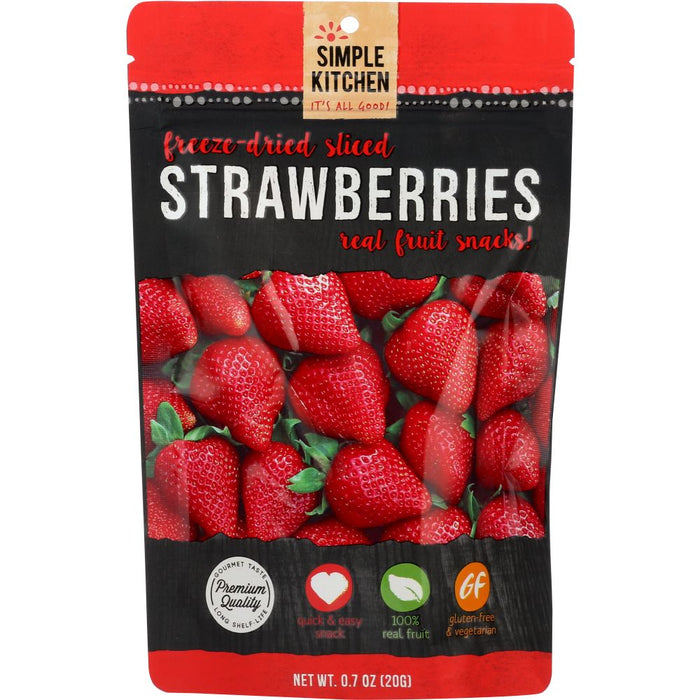 SIMPLE KITCHEN: Freeze Dried Sliced Strawberries Real Fruit Snacks, 0.7 oz
