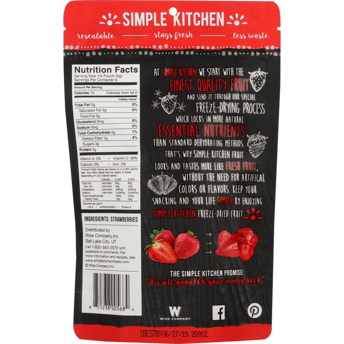 SIMPLE KITCHEN: Freeze Dried Sliced Strawberries Real Fruit Snacks, 0.7 oz