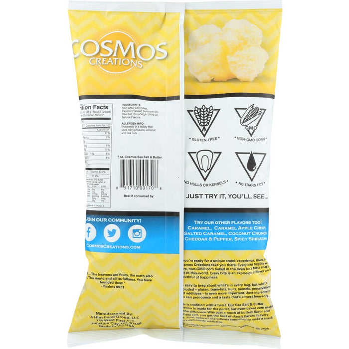 COSMOS CREATIONS: Gluten Free Sea Salt & Butter Premium Puffed Corn, 7 oz