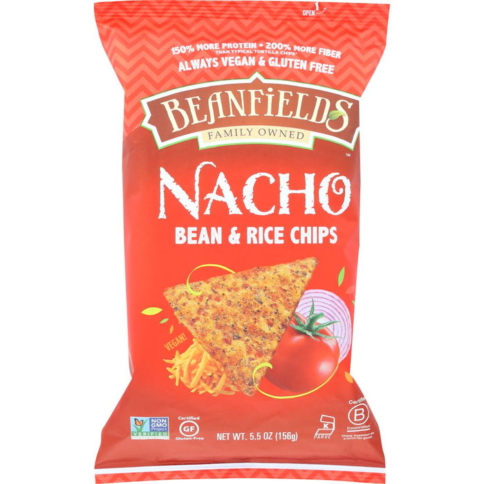 BEANFIELDS: Bean & Rice Chips Nacho, 6 oz