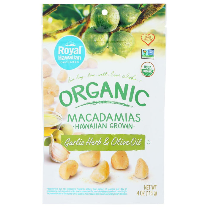 ROYAL HAWAIIAN ORCHARDS: Organic Garlic Herb & Olive Oil Macadamia Nuts, 4 oz
