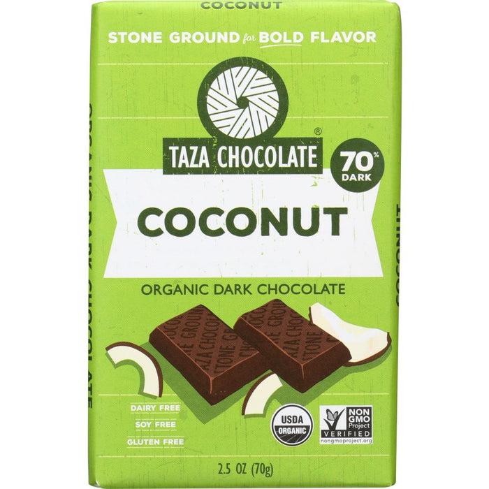 TAZA CHOCOLATE: Amaze Coconut Dark Chocolate Bar, 2.5 oz