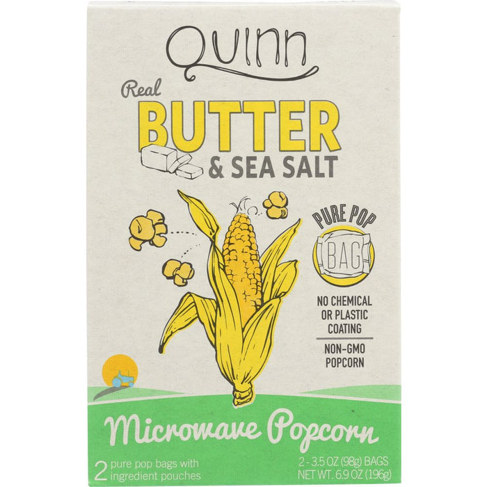 QUINN: Popcorn Butter & Sea Salt Microwave Popcorn 2x3.5oz Bags, 6.9 oz