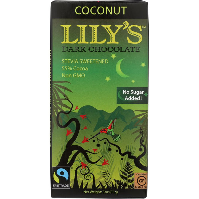 LILY'S: Dark Chocolate with Stevia Coconut, 3 oz
