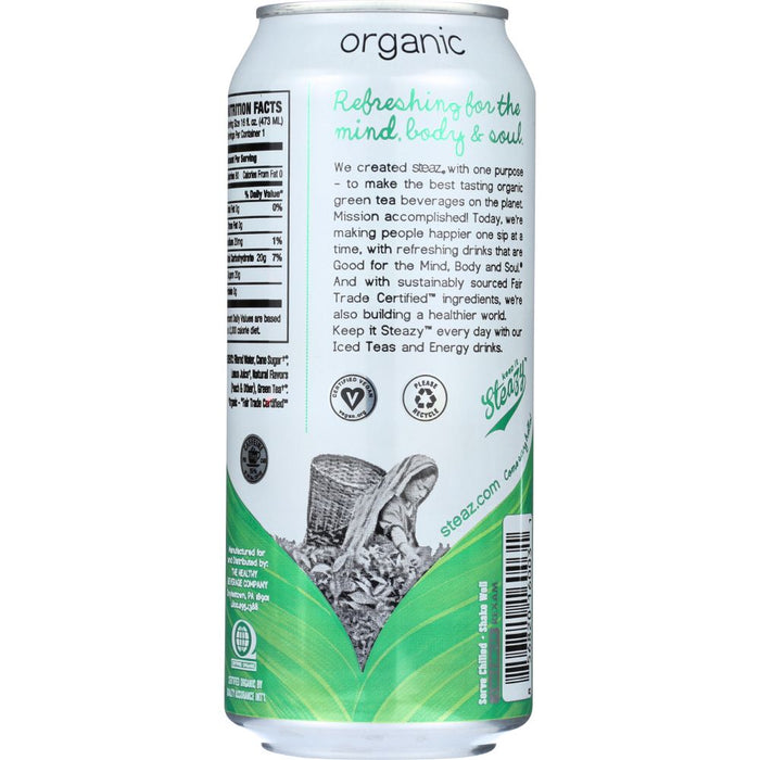 STEAZ: Organic Iced Green Tea Peach Lightly Sweetened, 16 oz