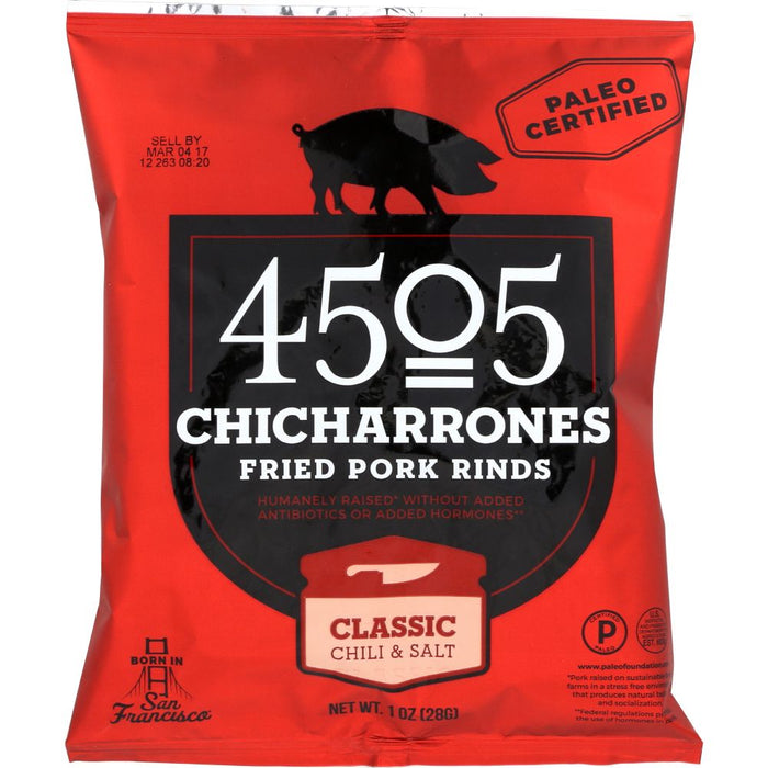 4505 MEATS: Chili & Salt Chicharrones, 1 oz