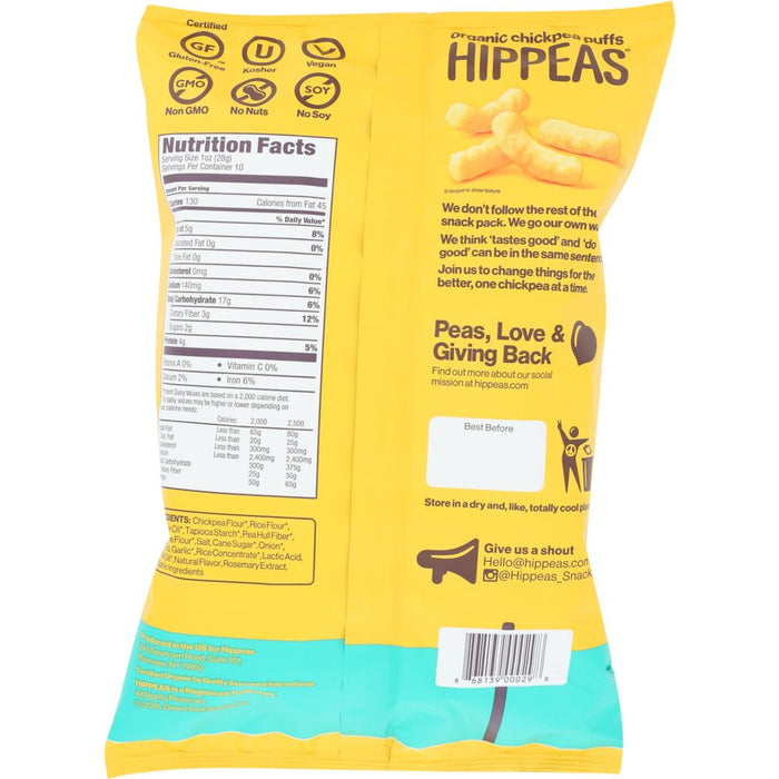 HIPPEAS: Vegan White Cheddar Puffs, 10 oz