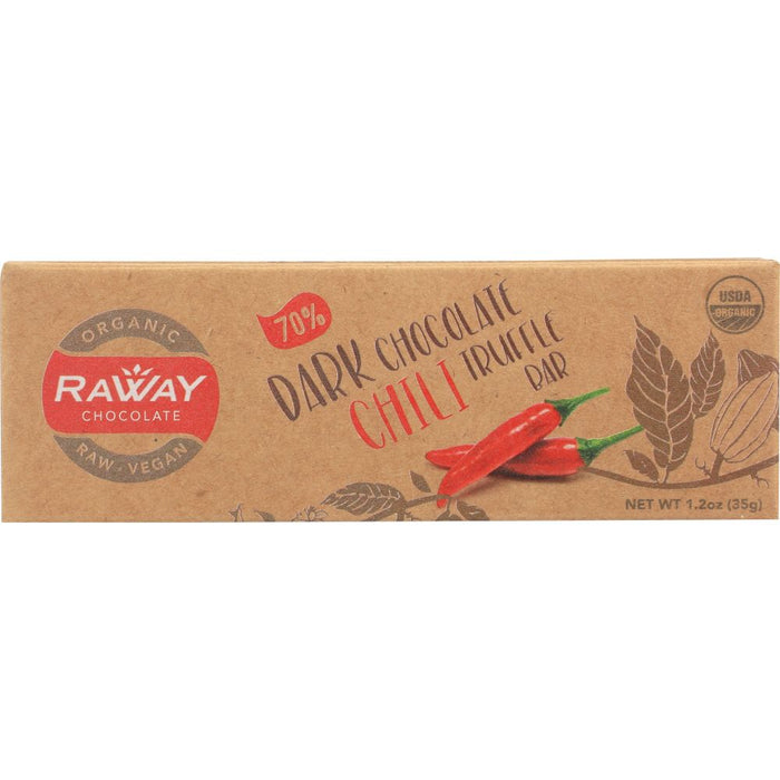 RAWAY: 70% Dark Chocolate Chili Truffle Bar, 1.2 oz
