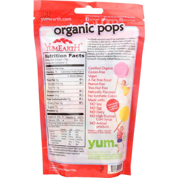 YUMMY EARTH: Organic Lollipops Gluten Free Fruit Flavors 14 pc, 3 oz