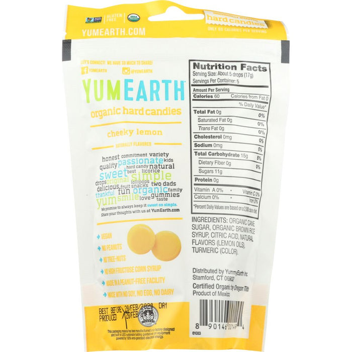 YUMMYEARTH: Candy Drop Cheeky Lemon Organic, 3.3 oz