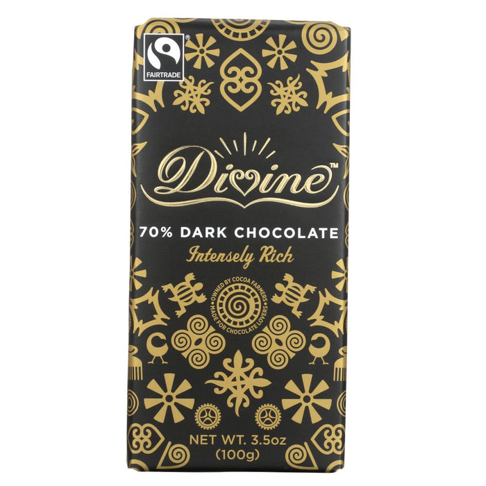 DIVINE CHOCOLATE: Chocolate Bar Dark 70%, 3.5 oz