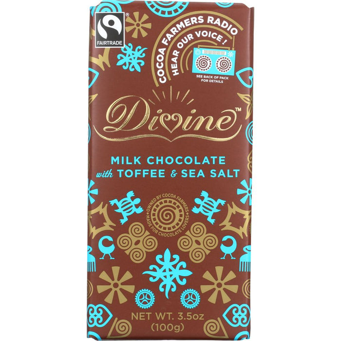 DIVINE CHOCOLATE: 38% Milk Chocolate Toffee & Sea Salt, 3.5 oz
