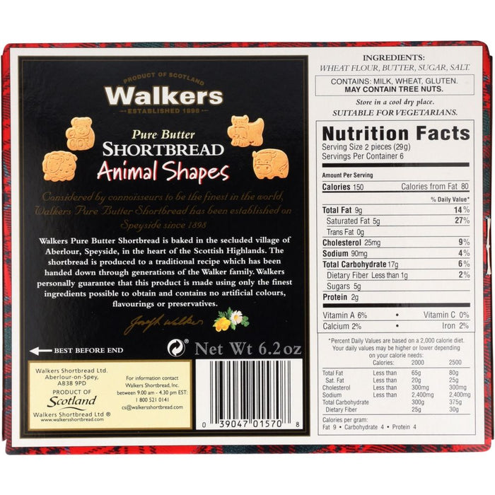 WALKERS:  Animal Shapes Shortbread Cookie, 6.2 oz