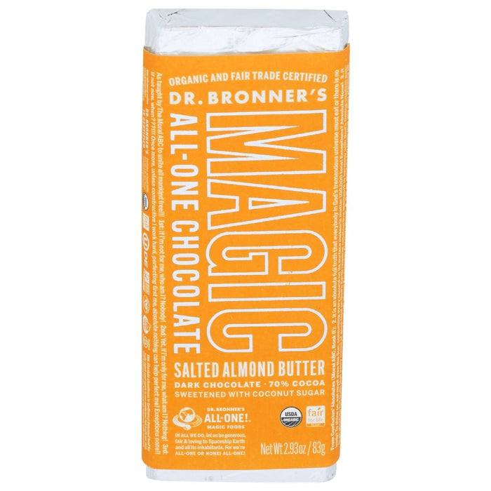 DR BRONNER: Salted Almond Butter Chocolate Bar, 2.93 oz