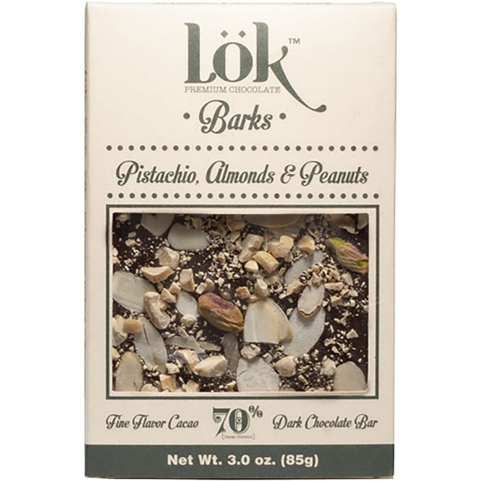 LOK FOODS: Choc Bark Pist Alm Pn 70, 3 oz