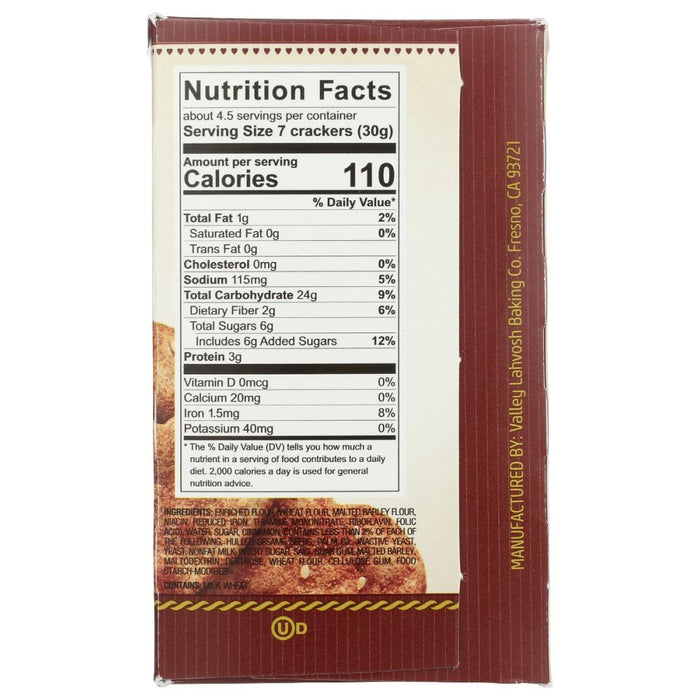 VALLEY LAHVOSH: Hearts Crackers Cinnamon, 4.5 oz