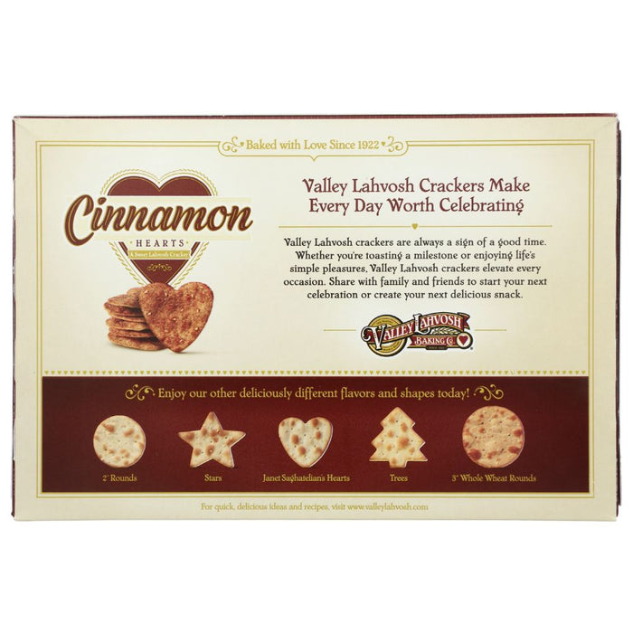 VALLEY LAHVOSH: Hearts Crackers Cinnamon, 4.5 oz