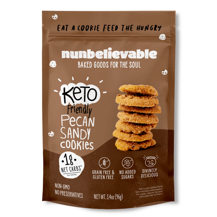 NUNBELIEVABLE: Cookies Pecan Sandy Keto, 3.4 oz