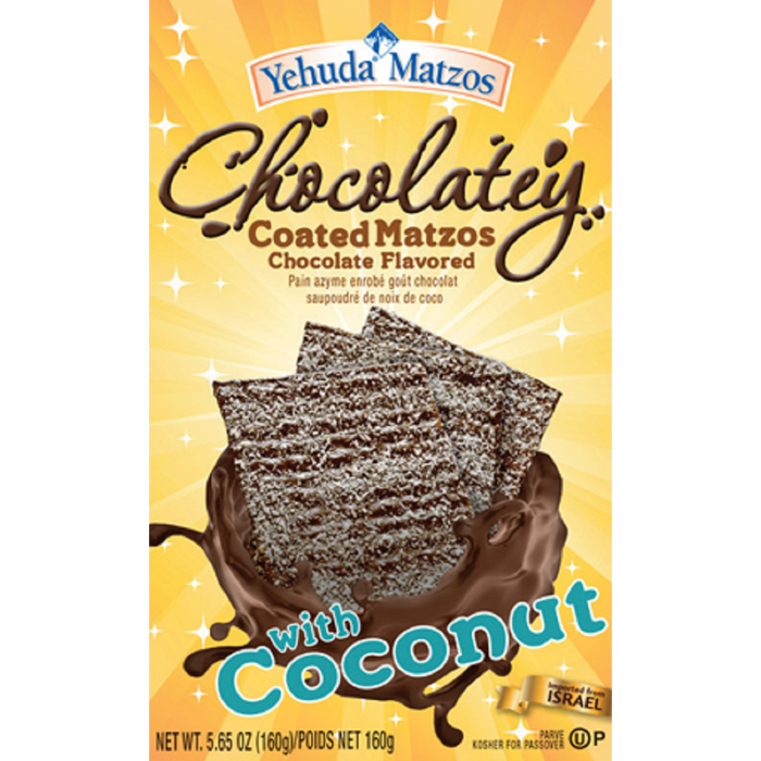 YEHUDA MATZOS: Chocolatey Coated Matzos with Coconut, 5.60 oz