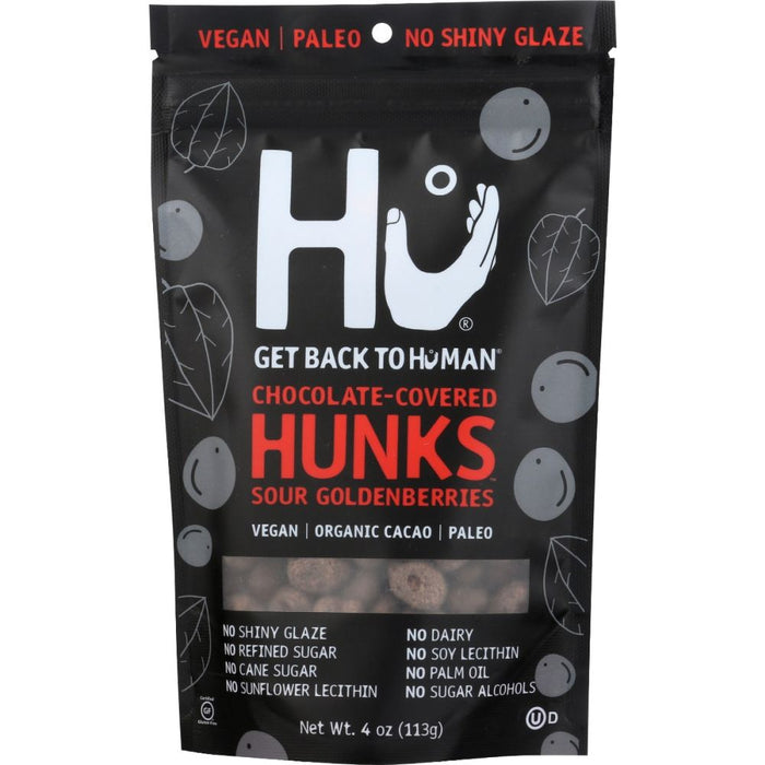 HU: Chocolate Covered Hunks Sour Golden Berries, 4 oz