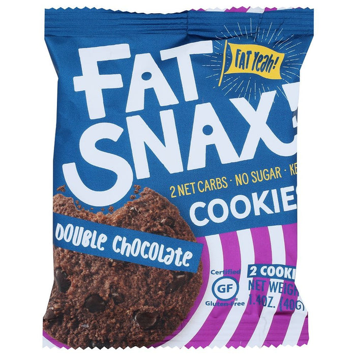FAT SNAX: Double Chocolate Chip Cookies, 1.40 oz