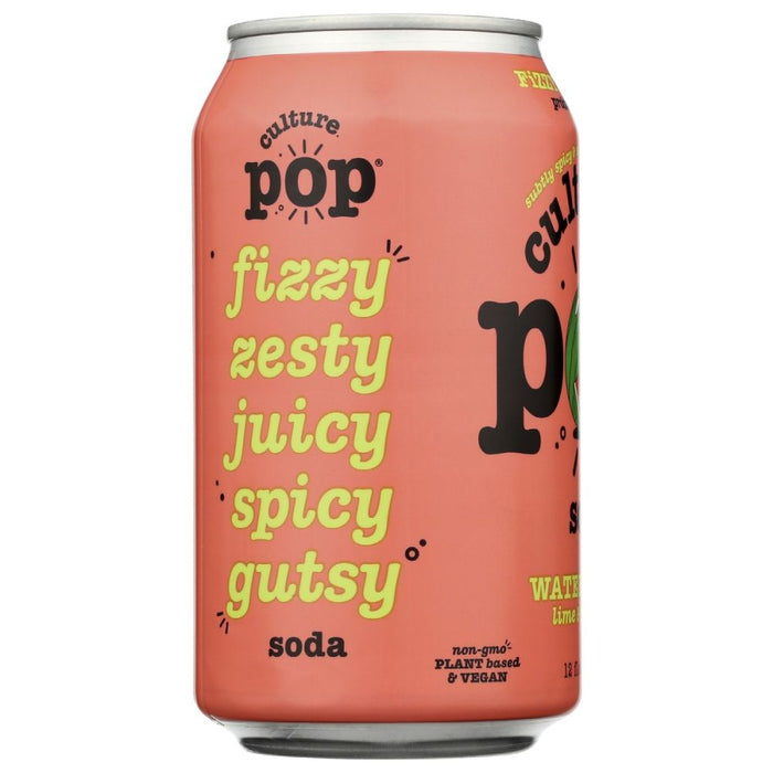 CULTURE POP: Watermelon Lime & Rosemary Probiotic Soda, 12 fo