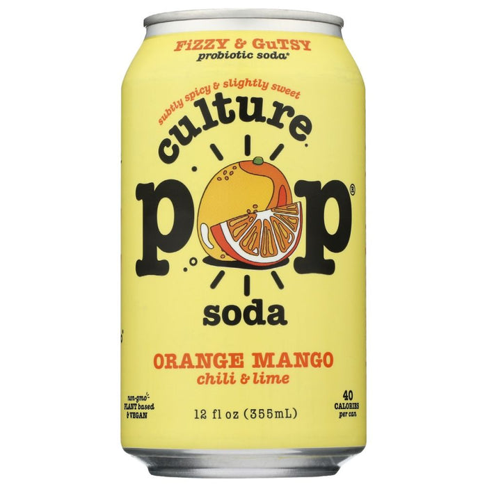 CULTURE POP: Orange Mango Chili & Lime Probiotic Soda, 12 fo