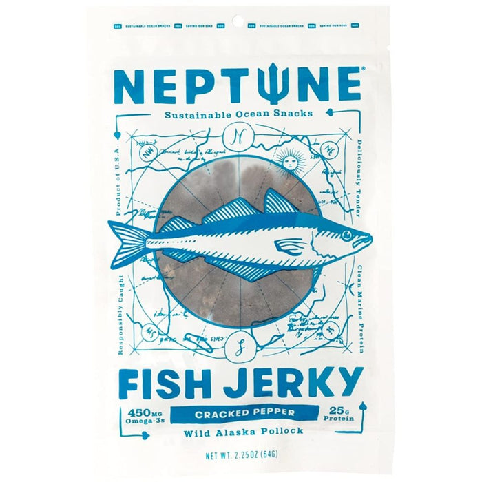 NEPTUNE: Cracked Pepper Wild Alaska Pollock Fish Jerky, 2.25 oz
