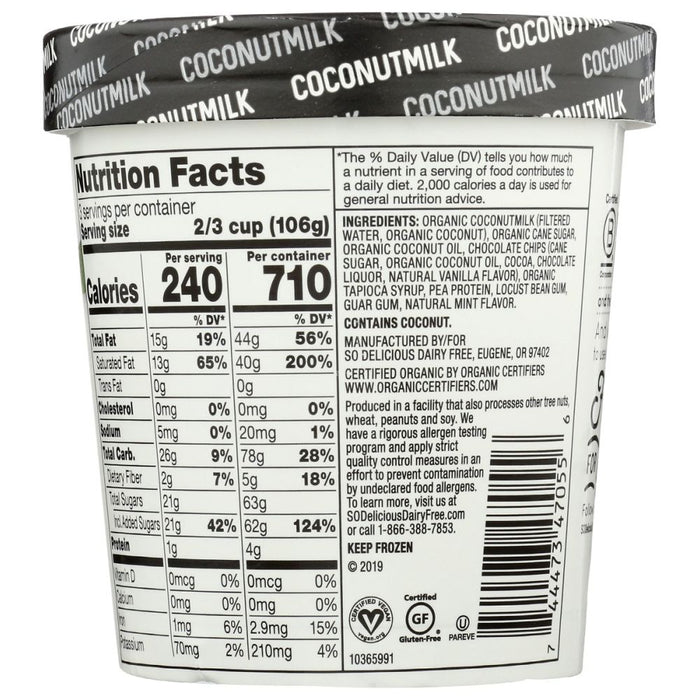 SO DELICIOUS: Dairy Free Coconut Milk Mint Chip, 16 oz