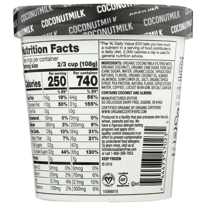 SO DELICIOUS: Dairy Free Coconut Milk Mocha Almond Fudge, 16 oz