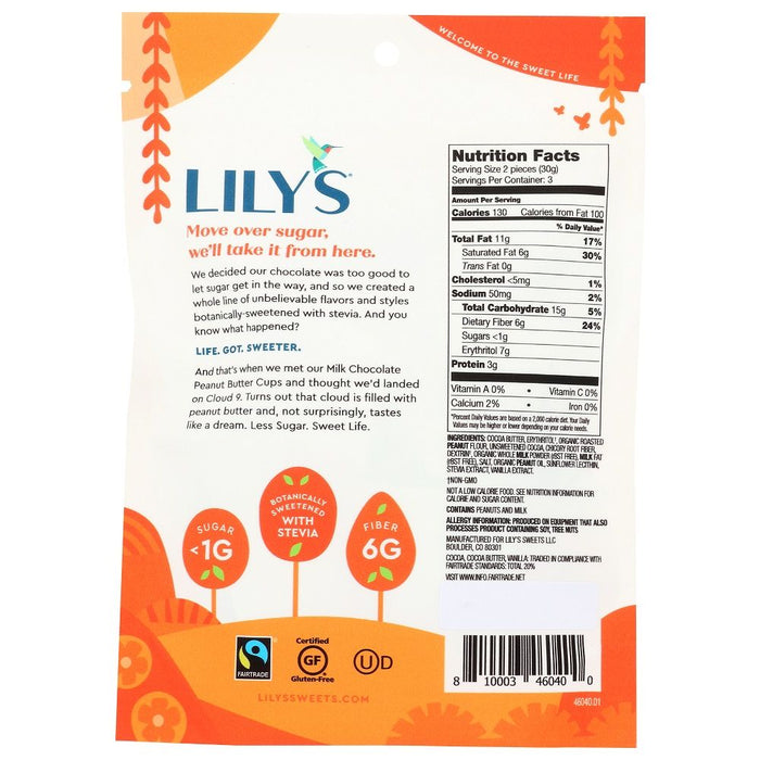 LILYS SWEETS: Milk Chocolate Style Peanut Butter Cups, 3.20 oz