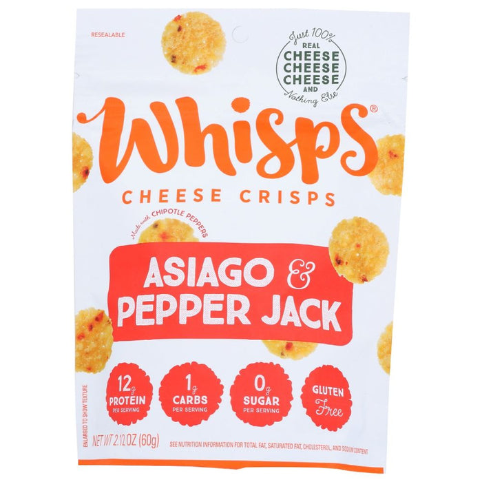 WHISPS: Cheese Crisps Asiago And Pepper Jack, 2.12 oz