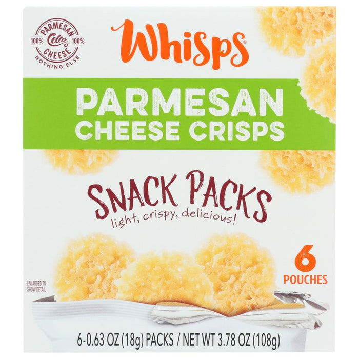 WHISPS: Parmesan Cheese Crisps 6 Count Box, 3.78 oz