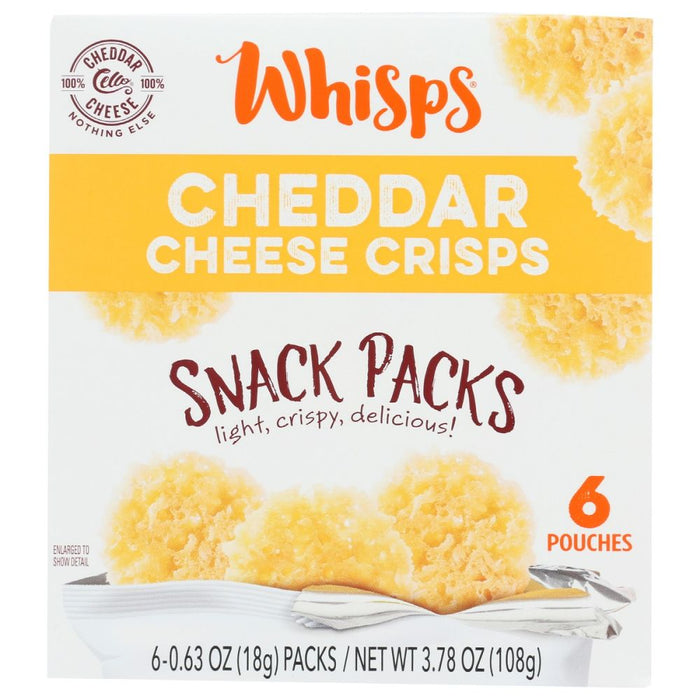 WHISPS: Cheddar Cheese Crisps 6 Count Box, 3.78 oz