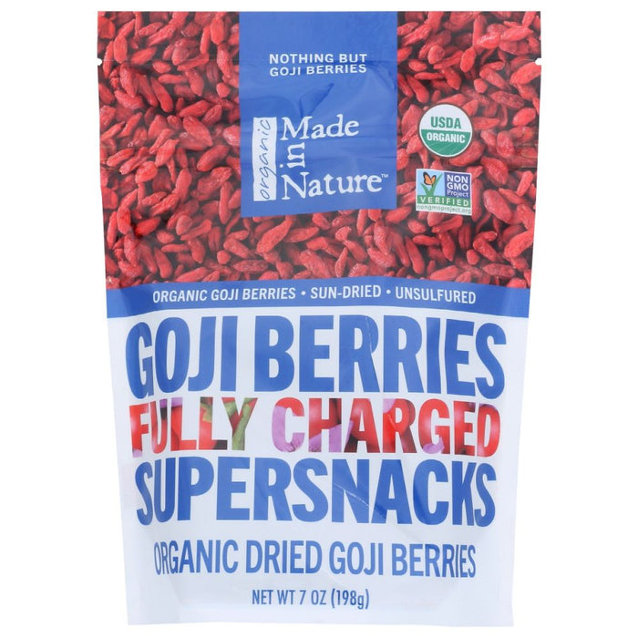 MADE IN NATURE: Organic Dried Goji Berries Fully Charged Supersnacks, 7 oz