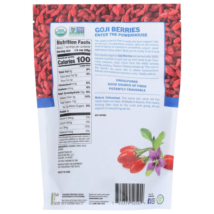 MADE IN NATURE: Organic Dried Goji Berries Fully Charged Supersnacks, 7 oz