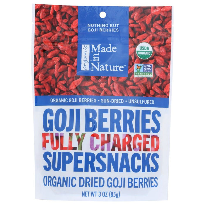 MADE IN NATURE: Organic Dried Goji Berries Fully Charged Supersnacks, 3 oz
