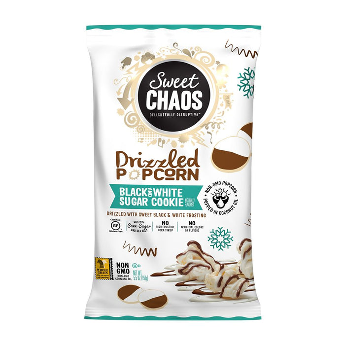 SWEET CHAOS: Black And White Sugar Cookie Drizzled Popcorn, 5.5 oz