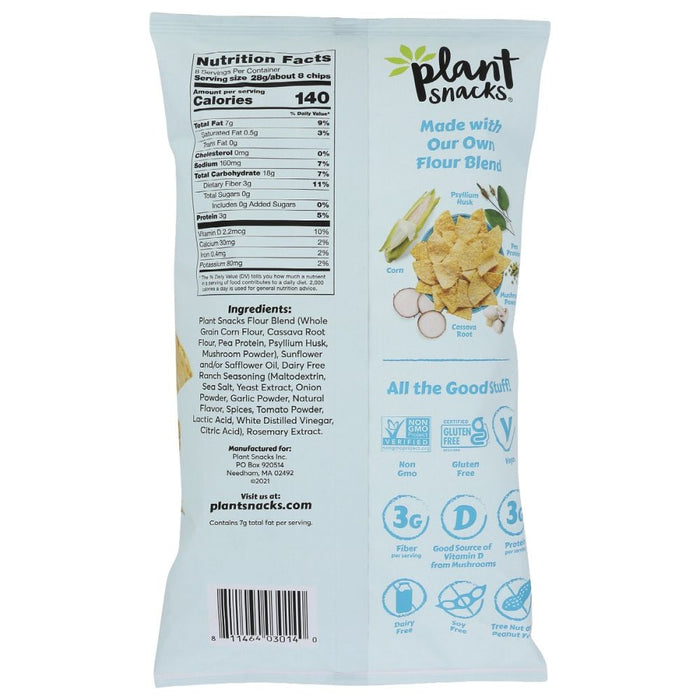PLANT SNACKS BRAND: Dairy Free Ranch Tortilla Chips, 8 oz