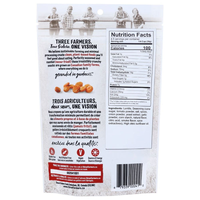 THREE FARMERS FOODS INC: Snack Lentil Barbeque, 140 gm