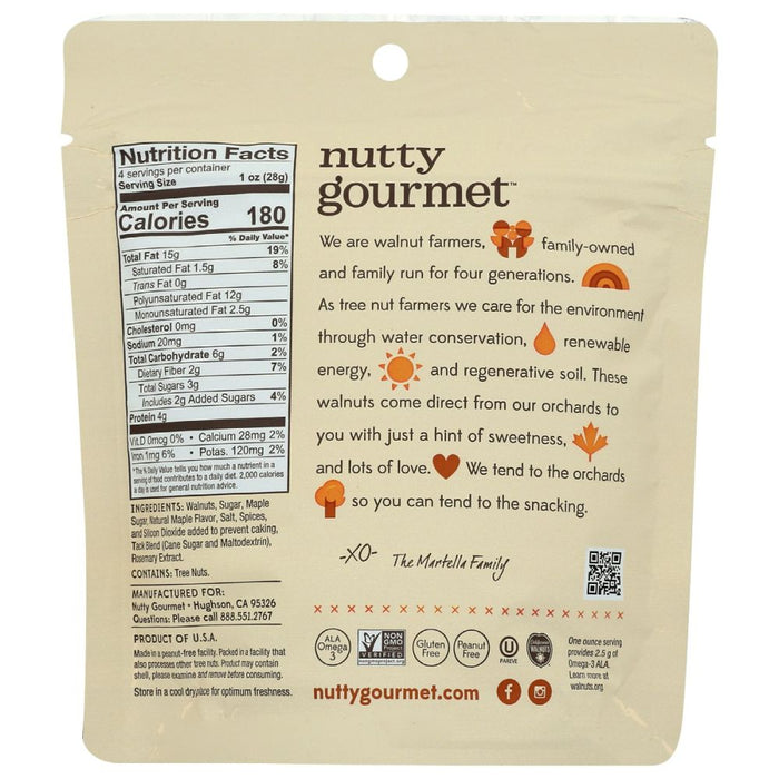 THE NUTTY GOURMET: Nut Maple Cinnamon Walnut, 4 oz