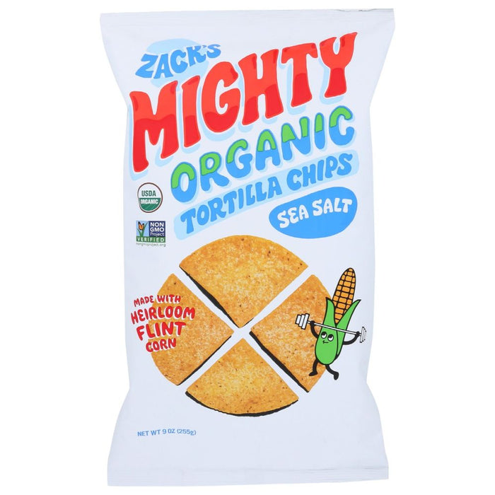 ZACKS MIGHTY: Organic Tortilla Chips Sea Salt, 9 oz