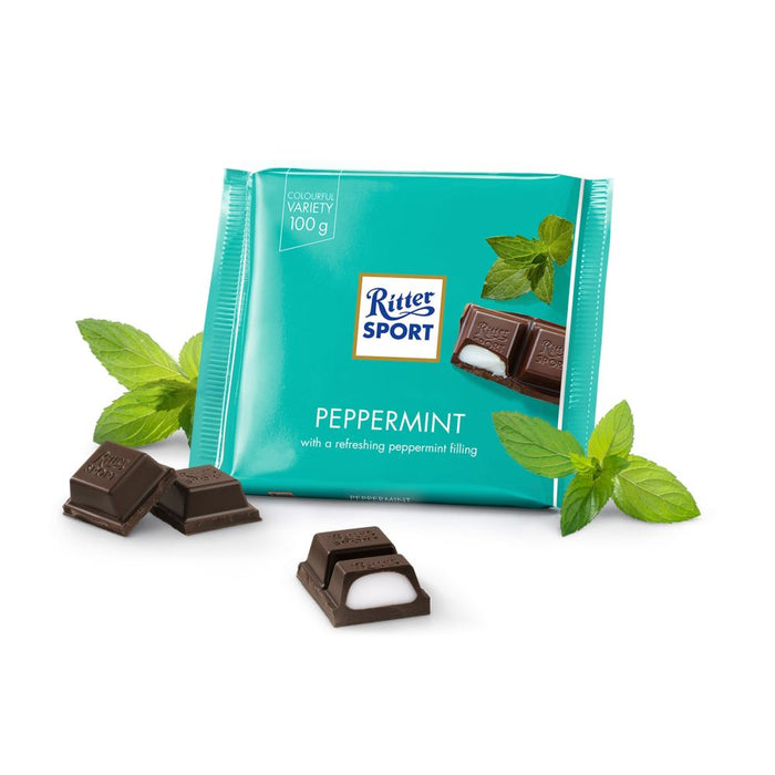 RITTER SPORT: Peppermint Chocolate Bar, 3.5 oz