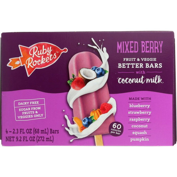 RUBYS ROCKETS: Frozen Dessert Bar Mixed Berry, 9.2 oz