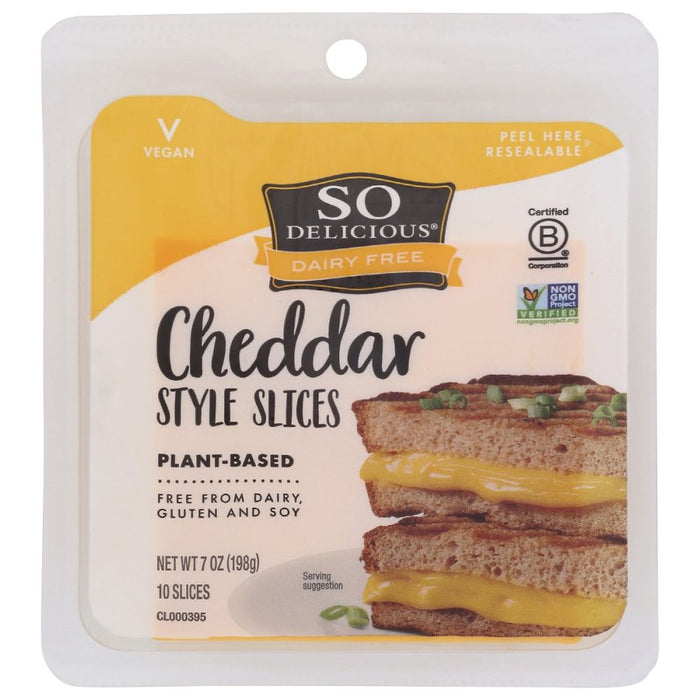 SO DELICIOUS: Cheddar Style Slices, 7 oz