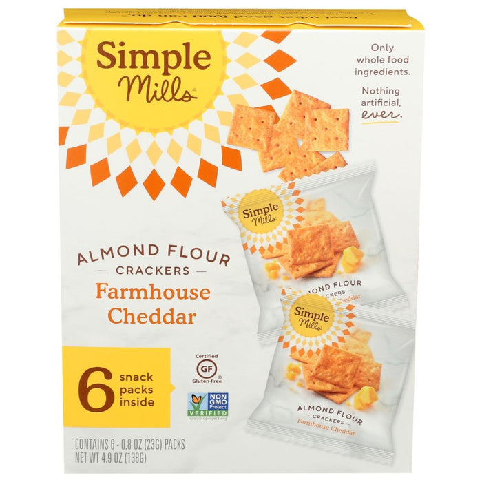 SIMPLE MILLS: Farmhouse Cheddar Almond Flour Cracker Snack Pack, 4.9 oz