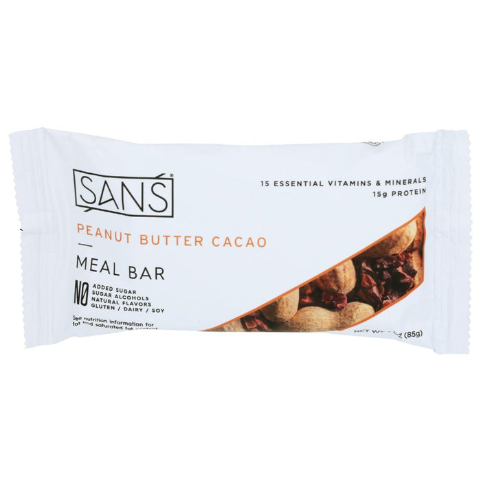 SANS MEAL BAR: Bar Meal Peanut Butter Cacao, 85 gm