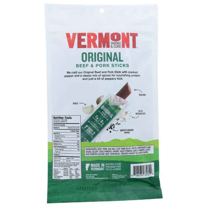 VERMONT SMOKE: Original Sticks Beef Pork 6Ct, 6 oz