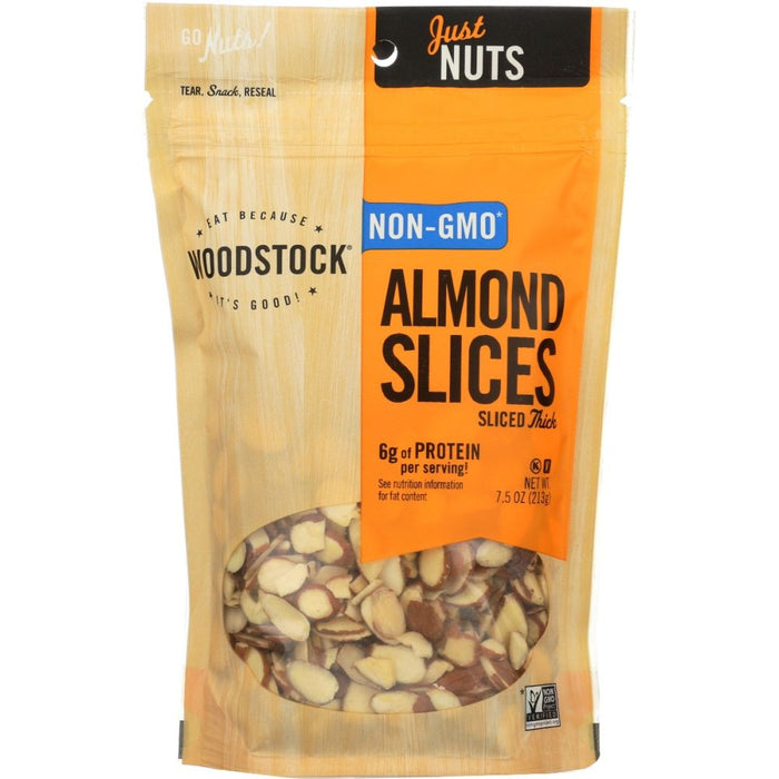 WOODSTOCK: Thick Sliced Raw Almonds, 7.5 oz